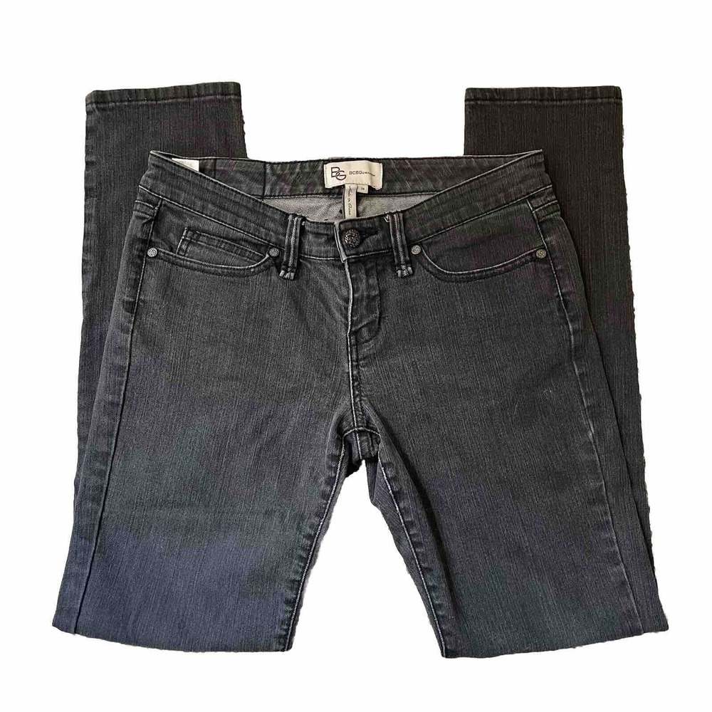 BCBGeneration Jeans 28 Black Dark Grey Denim Generation Logo Straight Leg Skinny